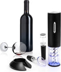 Moss & Stone Electric Wine Opener Set, Corkscrew Remover With USB Charging, Wine Bottle Opener with Wine Pourer, Foil Cutter & Vacuum Stopper, Automatic Wine Opener For Wine Lovers (Black)