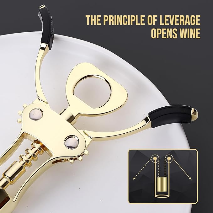 Wine Opener, Zinc Alloy Premium Wing Corkscrew Wine Bottle Opener with Multifunctional Bottles Opener, Upgrade