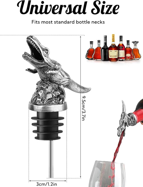 Animal Wine Pourer Spout, Drip Free Bottle Pourer & Stopper for Wine and Liquor Bottles, Funny Gift for Men, Dad, Hostess and Housewarming, Bar Cart Accessory for Holiday Party Decor, Multiple Animal