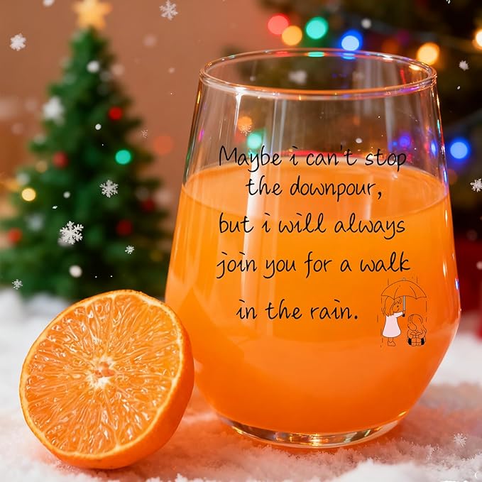 Friend Gifts for Women,Maybe I Can't Stop the Downpour,Get Well Self Care Inspirational Gifts for Friends,Sister,15 Oz Wine Glass