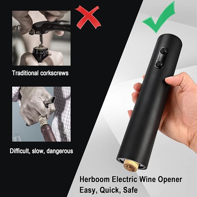 Electric Wine Opener, Battery Operated Wine Bottle Openers, One-Button Operation & Easy Carry Corkscrew Wine Opener for Home Party Bar Wedding, Gifts for Wine Lovers Women Men Waiter