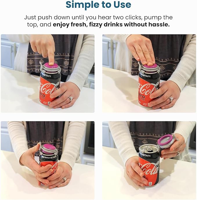 Jokari 2 Click Can Pump and Pour Carbonation Saver for 12oz Soda and Beer Cans Keep Fizzy Drinks Fresh Press On Manual Soda Preserver Reusable Can Cap for Carbonated Beverages 2 Pack