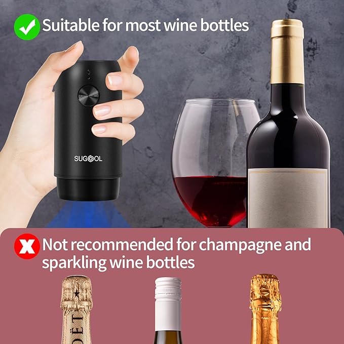 8-Pack Wine Vacuum Stoppers – Reusable Silicone Replacement Stoppers for Electric Wine Saver Pump, Keep Wine Fresh for Days (Pump Not Included)