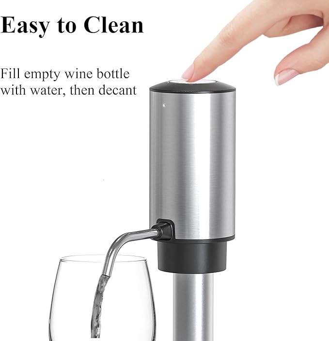 Electric Wine Opener Set with Wine Aerator & Dispenser, Rechargeable Wine Decanter, Foil Cutter & Vacuum Wine Stopper Saver, Stainless Steel Wine Gift Set for Wine Lovers