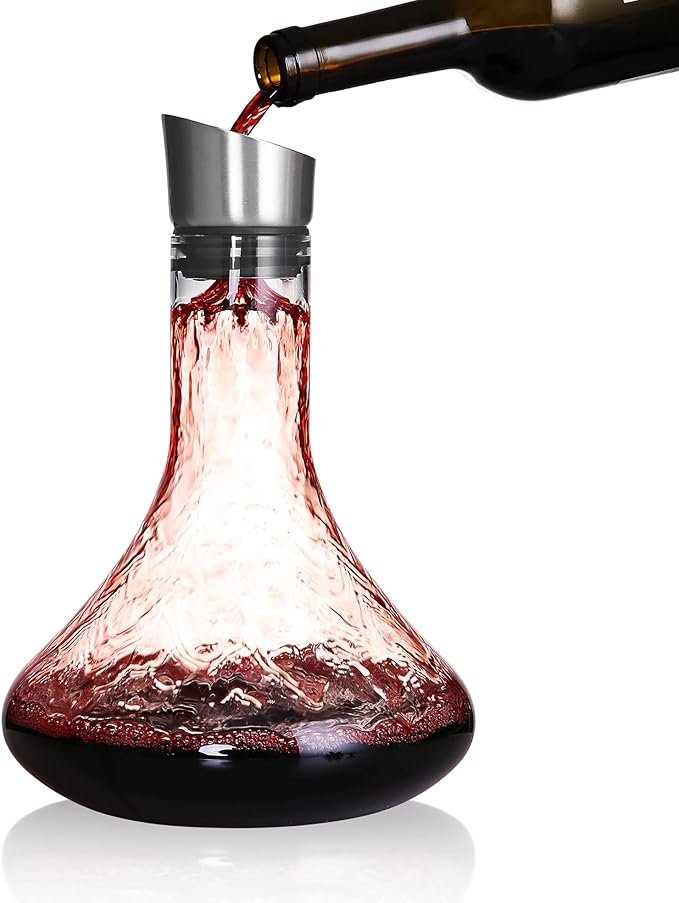 LEMONSODA Glass Wine Decanter Complete With Aerator Pourer, Filter, and Cleaning Kit - Crystal Clear Glassware, Lead-free, Great Gift For Wine lovers - 1500 mL