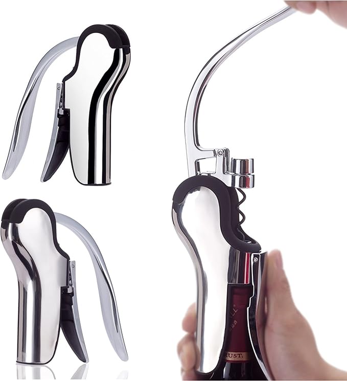 Best Utensils Professional Compact Wine Opener Connoisseur's Corkscrew Gift Set, Professional Stainless Steel Wine Opener With Built-In Foil Cutter, Bonus Screw