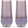 Host Champagne FREEZE Double-Walled Stemless Wine Glass for Sparkling Wine, Glasses Drinking Set Cooling Cups, 9 Oz Plastic Colored Glassware, Deep Lilac Purple Set of 2