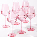 Pink Wine Glasses Set of 6, Handblown Colored Wine Glasse,Pink Coloful Glassware,17OZ for Red or White Wine,Wedding Gift, Anniversary, Christmas, Mothers Day Gifts,Gifts for My Wife