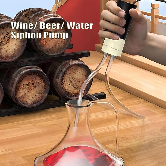 Wine Siphon Pump, Food Grade Auto Siphon Self Priming USB Electric Transfer Pump for Bottling Home Brew Wine, Beer, Kombucha, Mini Water Transfer Pump Kit, 2L/Min, No Mess Leak, Low Noise
