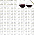 100 Pcs 12 Oz Plastic Wine Cups Gold Rim Plastic Diamond Wine Glass Disposable Stemless Wine Glasses Unbreakable Diamond Wine Glasses for Housewarming Birthday Party Wedding