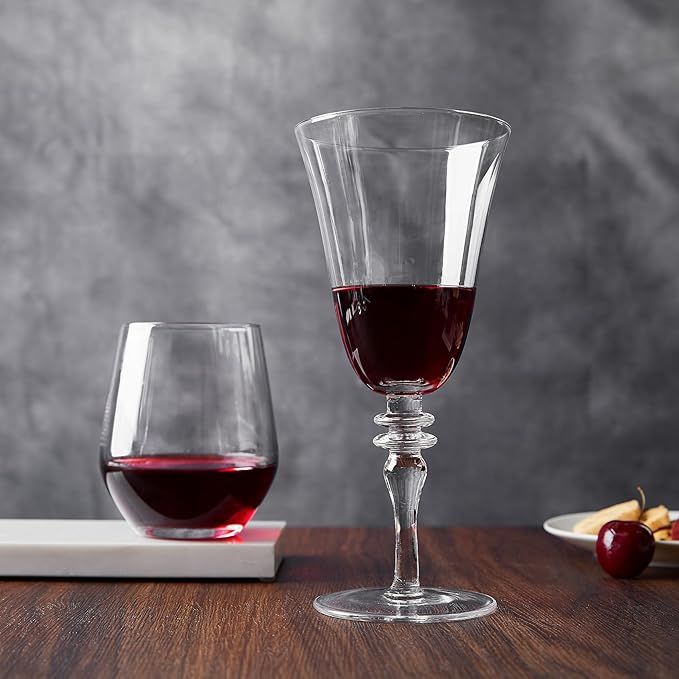 Royalrose Premium Delight 14.2 oz Vintage Red Wine Glasses Set of 4, Goblets Glasses for Wine, Cocktails, Sparkling Water, Elegant Drinkware for Entertaining or Daily Use (Vintage Wine Glasses)
