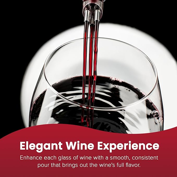 TRIBELLA Classic Wine Aerator, Multi-Stream Wine Aeration 3 Stainless Steel Spouts, Kitchen Essential, Easy Use, No-Drip Wine Pouring Accessory in Easy-to-Carry Gift Case