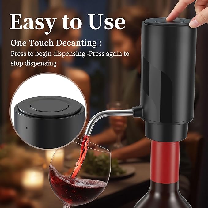 Wine Aerator Pourer with USB Rechargeable, Electric Wine Bottle Dispenser,Automatic Wine pourer Machine,One Touch Multi-Smart Wine Decanter for Wine Lovers,Wine Gifts