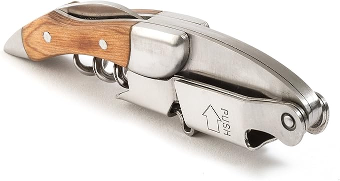 Prestige Waiters Corkscrew By Coutale Sommelier - Naturalwood - Handmade and Sustainable Pinewood Crate - French Patented Spring-Loaded Double Lever Wine Bottle Opener for Bartenders and Gifts