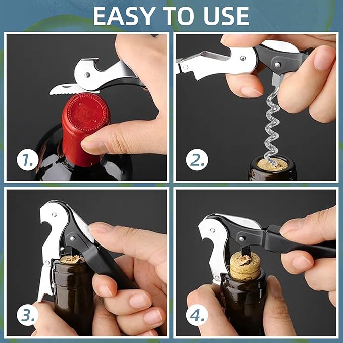 48 Pack Colorful Corkscrew Wine Openers Upgraded Heavy Duty Stainless Steel Wine Opener Bulk Double Hinged Wine Key for Serves Waiters Bartenders Party Wine Opener Favor (Colorful)
