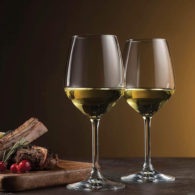Bormioli Rocco Glass, Drinking Cup, Wine Glasses, 14 Ounces. Laser-Cut Rim For Wine Tasting, Elegant Party Drinking Glassware, Restaurant Quality