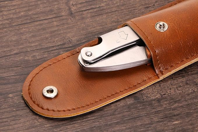 Mini Skater Professional Wine Opener Keys Natural Wood Handle Double-Hinged Stainless Steel Screw Beer Bottle Corkscrew with Leather Pouch For Bartenders Waiters Servers,1Pcs (B Style + Pouch)