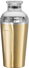 OGGI Groove Insulated Cocktail Shaker-17oz Double Wall Vacuum Insulated Stainless Steel, Tritan Lid has Built In Strainer, Ideal Cocktail Mixer, Martini Shaker, Margarita Shaker, Gold