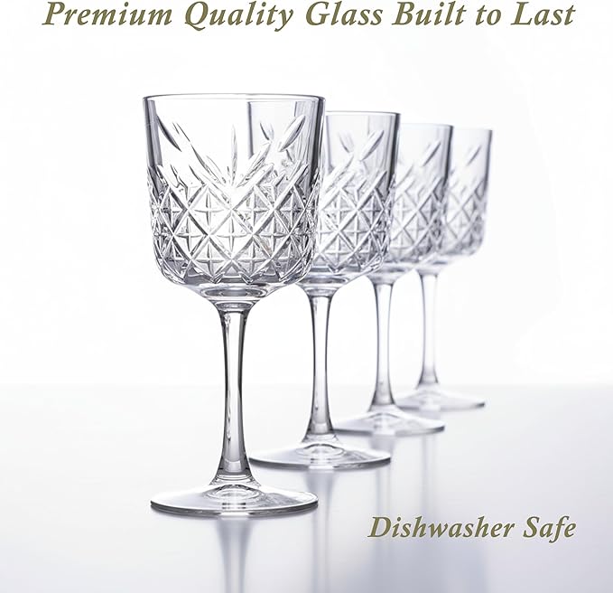 Vintage Coupe Glasses Set of 4 – 11oz Cocktail & Champagne Glasses, Elegant Crystal Design Stemmed Bar Glassware for Espresso Martini, Cosmopolitan, Sparkling Wine, Red&White Wine, Dishwasher Safe
