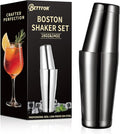 Boston Shaker Set, 18oz & 28oz 2-Piece Tins, Professional 304 Stainless Steel Cocktail Shaker with Leak-Proof Weighted Base for Bartending, Home & Bar Use (Black)