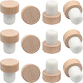 12 Pcs T-Shaped Wine Bottle Corks, Reusable Wooden & Rubber Stoppers for Wine & Beer, DIY Crafts