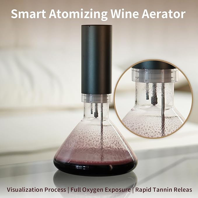Fogland Electric Wine Decanter 1500ML(50oz), 3/5/10Min Fast Decant, Fine Mist Oxygen Infusion Wine Enhancer, Smart Touch Control, Frosted Aluminum Alloy（Silver）
