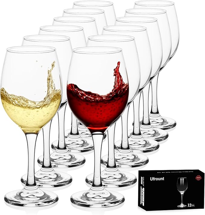 Wine Glasses Set of 12, 11 oz Clear Wine Glass Set, Red/White Wine Glasses with Pretty Gift Box for Birthday,Christmas,Party,Restaurant,Home Bar and Decorations