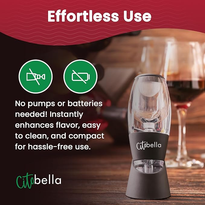 Vintner’s Friend Wine Aerator - Unique Aeration Design, Red Wine Aerator Pourer for Enhanced Flavor and Smoother Finish, Easy to Carry Valentines Day gift for Women, Friend, Wine Lover