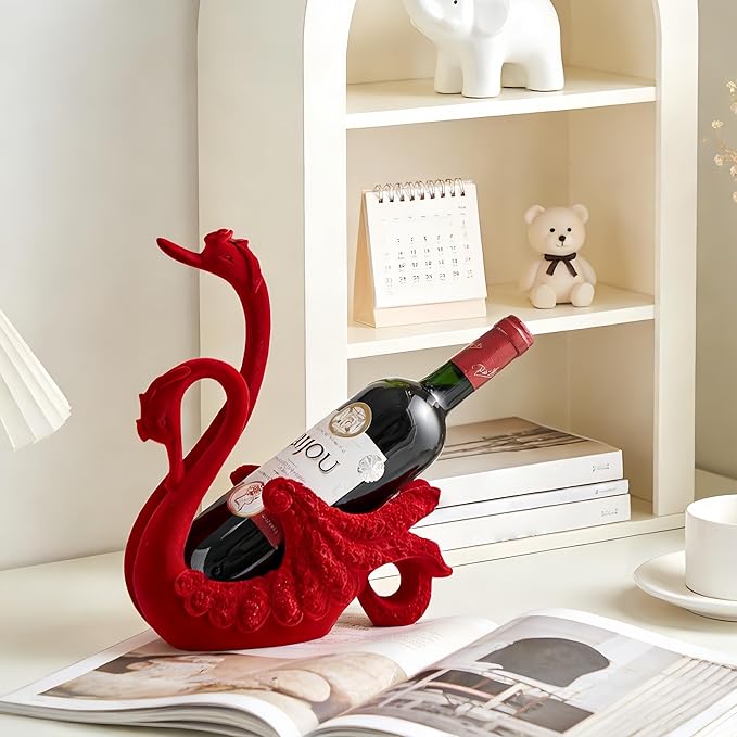 XINXUAN Swan Couple Wine Bottle Holder Countertop, Gifts for Women, Wine Lovers, Decor for Kitchen, Wine Gifts for Women, Ornament Display Stand