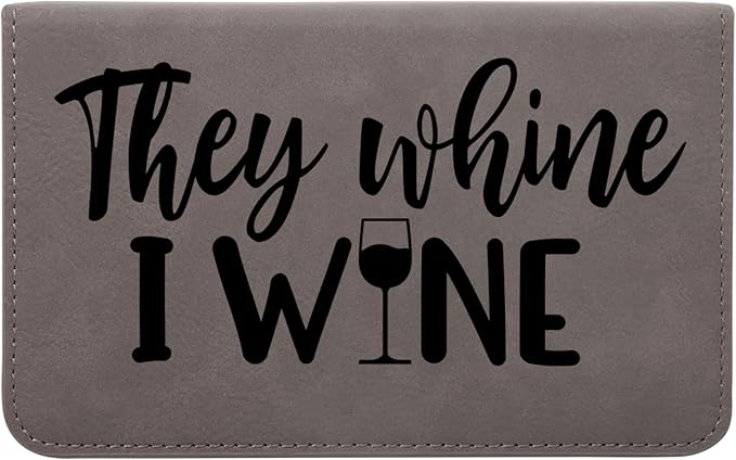 Leatherette 2-Piece Wine Tool Set - They Whine I Wine (Gray w/Black)