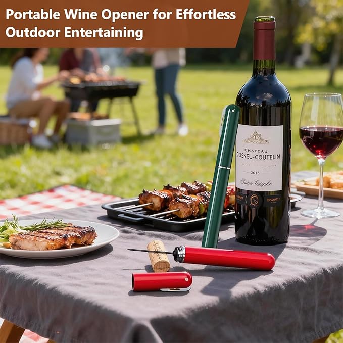 Air Pressure Wine Bottle Opener - NUCOKRS Special Pen Shape Design Corkscrew with Foil Cutter 3-7 Times to Open Green Red