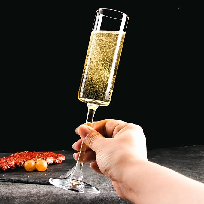 Elegant Champagne Glasses Set of 12, Glass Champagne Flutes for Birthday, Wedding, Party - 6 oz, Clear