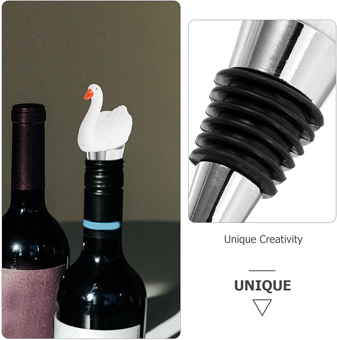 TOYANDONA Elegant Bird Bottle Stopper Resin Sealer with 6-ring Cork Seal, Reusable Wine Vacuum Pump Accessory for Bar, Holiday Party, Wedding, and Beverage Preservation