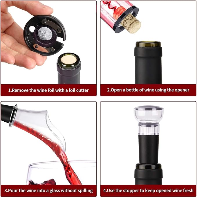 Ulalaza Electric Bottle Openers Automatic Wine Corkscrew Battery Powered Motorized Openers One-click Button Reusable with LED Light For Home Kitchen Party Bar