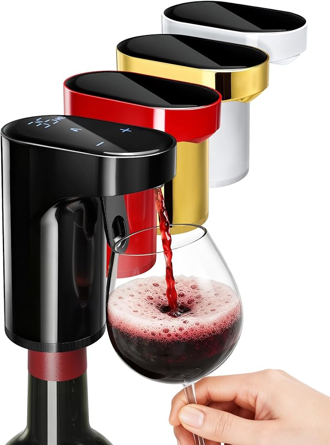 Fathers Day Gift|World Cup Viewing Party Supplies,5-in-1 Electric Wine Decanter & Smart Liquor Dispenser,Automatic Aerator&Pourer with 1-999ml Precision Dosing|Gift for Men,Dad,Whiskey Lovers(Black)