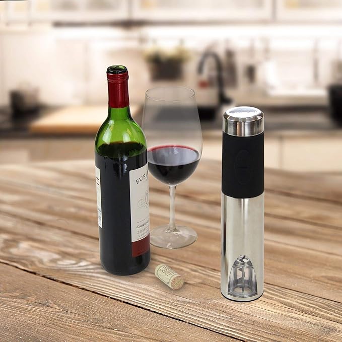 Vinturi Wine Opener Automatic Battery Powered Corkscrew for Natural and Synthetic Corks, Silver