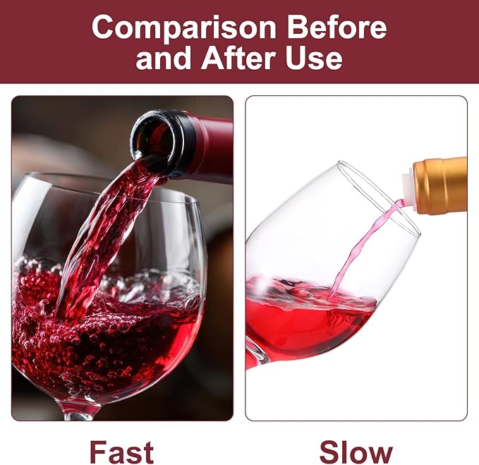 Slow Wine Pourer Spout for Corked Bottles Valentine's Day Pour and Seal Plastic Wine Pourers with Lid for Storing Precise Pouring Valentine's Day Restaurant Supplies(Red,100 Pcs)