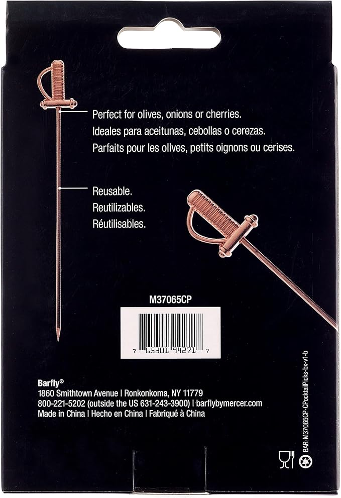 Barfly Cocktail Picks, Sword Top, Copper