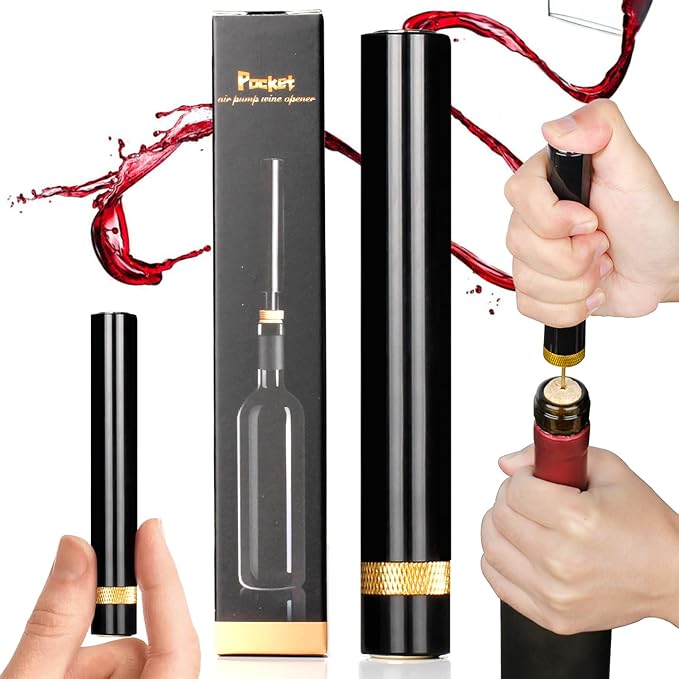 Loritia Aeropop Wine Bottle Opener - NUCOKRS Portable Needle Type Air Pressure Corkscrew Manual 3-7 Pumps to Open for Travel, Parties, Home, Picnic and Restaurant, Perfect for Wine Lovers Gold