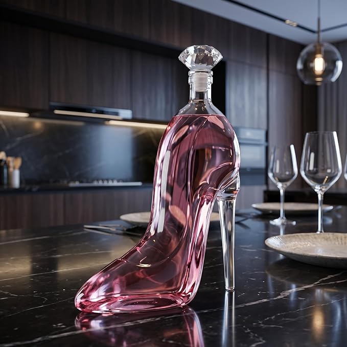 Heel Stiletto High Heels Whiskey and Wine Decanter - Elegant Decanter with Stopper for Liquor, Bourbon, Tequila - Unique High Heel Design, Present Gift for Women, Copyrighted Design, Stylish Barware