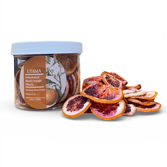 Utama Dehydrated Blood Orange Slices – 30+ Dried Citrus Wheels for Cocktails, Garnishes, Crafts, and Decorations - MADE IN THE USA