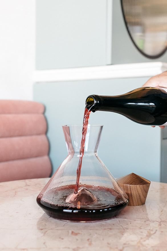 Sempli Monti Mini Wine Decanter - Elegant Hand Blown Decanter with Built-in Glass Aerator, Small Wine Carafe, Lead-Free Crystal, Ultra Clear, Wine Gifts & Wine Accessories - 25.3 oz