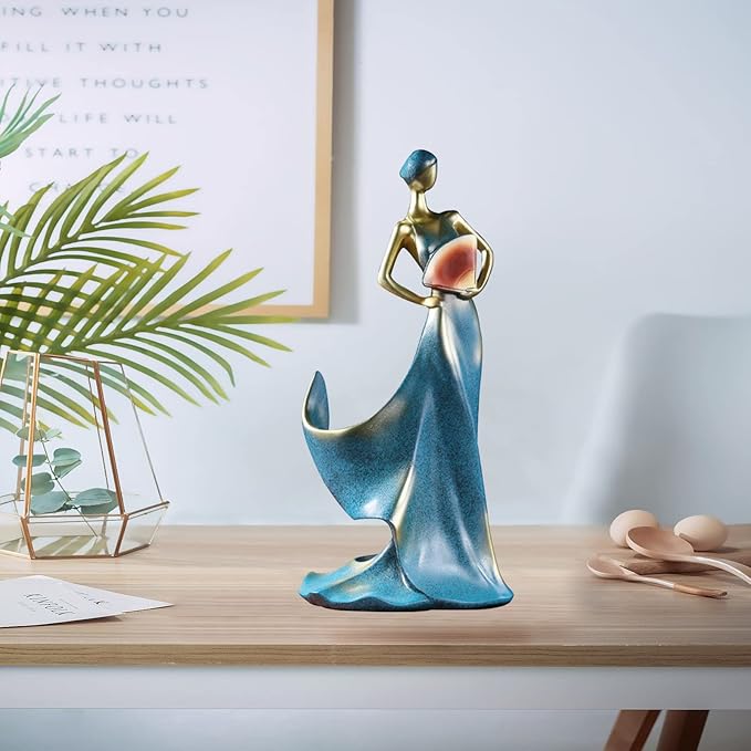 Artpaul Wine Bottle Holder Beauty Lady Statue Wine Bottle Stand Lady Wine Rack Decoration Wine Cork Holder Decor Wine Decor for Kitchen Bar (Blue)…