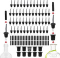 50-Pack Stainless Steel Liquor Bar Bottle Pourers - 50 Dust Caps & 10 Adapters - Drip-Free Nozzle - Pour Spouts for Alcohol & Bartending - Universal Fit Speed Spout - Rust-Free & Easy Clean - Chrome