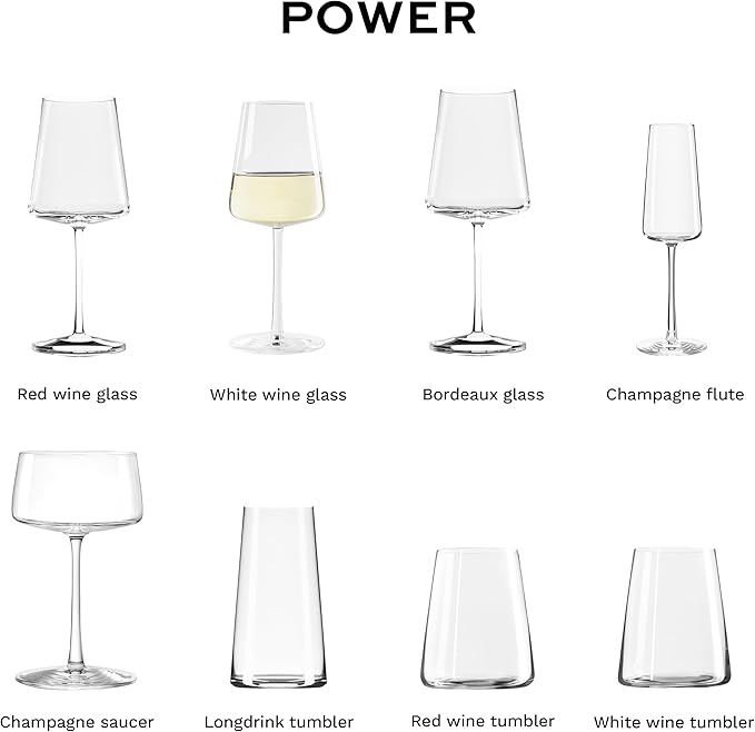 Stölzle Lausitz White Wine Glasses Power Set of 4, 13 1/2 oz – Modern Wine Glasses for Maximum Aroma Enhancement – Elegant Crystal White Wine Goblets – Dishwasher- & Shock-Resistant, Made in Germany