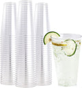 FOCUSLINE 100 Pack 16 oz Clear Plastic Cups, Disposable Cups Large Reusable Plastic Tumblers, Heavy-duty Clear Hard Cups 16 Ounce for Wedding Party, Thanksgiving, Halloween, Christmas
