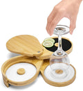 Margarita Salt Rimmer Set,1 Pack 3 Tier Bar Glass Rimmer Bamboo Wood Sugar Salt Box with Sponge,Bartender Tool for Cocktail and Margarita