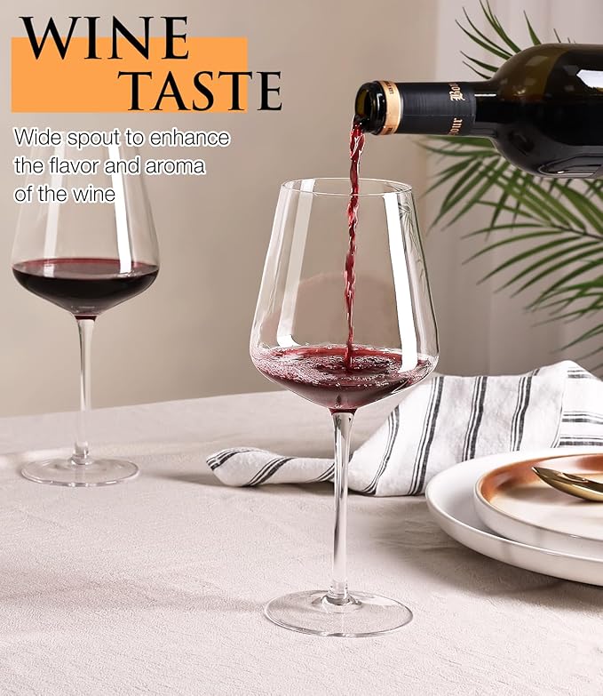 Wine Glasses Set of 4, Crystal Hand Blown Red/White Wine Glass with Stem-17 oz, Dishwasher Safe, Unique Gift for Wedding, Birthday, Anniversaries, Father's Day