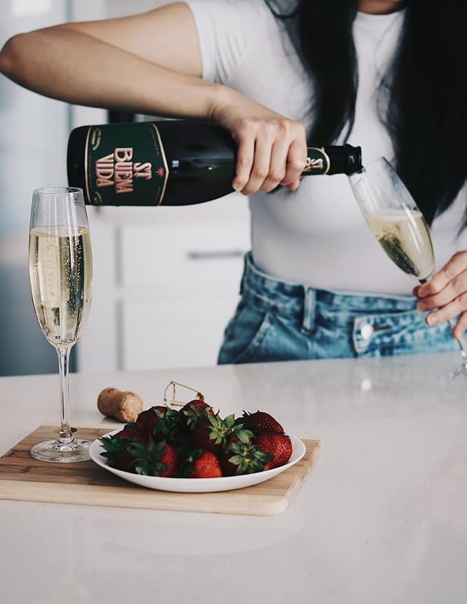 St. Buena Vida Non-Alcoholic Sparkling Wine, Alcohol-Removed, Organic Spanish Grapes, Champagne-Style Sparkling, 750ml Bottle (Pack of 3)