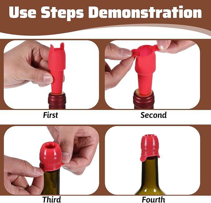 JJUNW 8Pcs Silicone Wine Stopper for Wine Bottles, Reusable Sparkling Wine Bottle Stoppers Keep-Wine-Fresh Sparkling Wine Bottle Stopper for Wine Beer Champagne Home Party